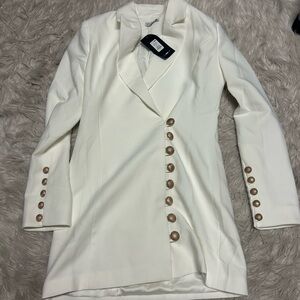 NWT Fashion Nova White Blazer Minidress with Gold Buttons